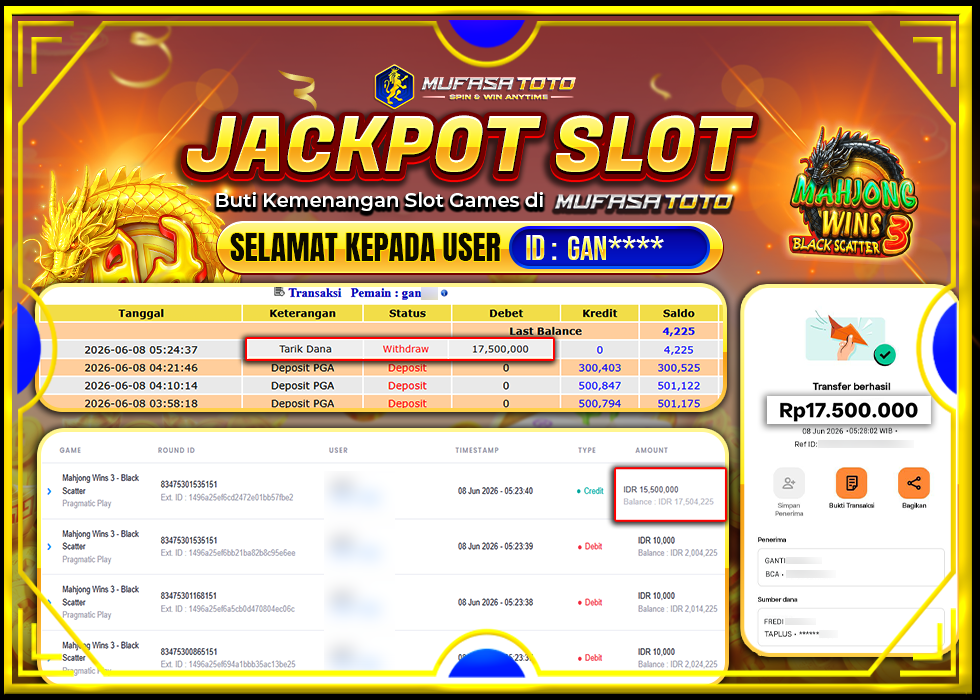 MUFASATOTO JACKPOT PRAGMATICPLAY Rp.17.500.000|LUNAS